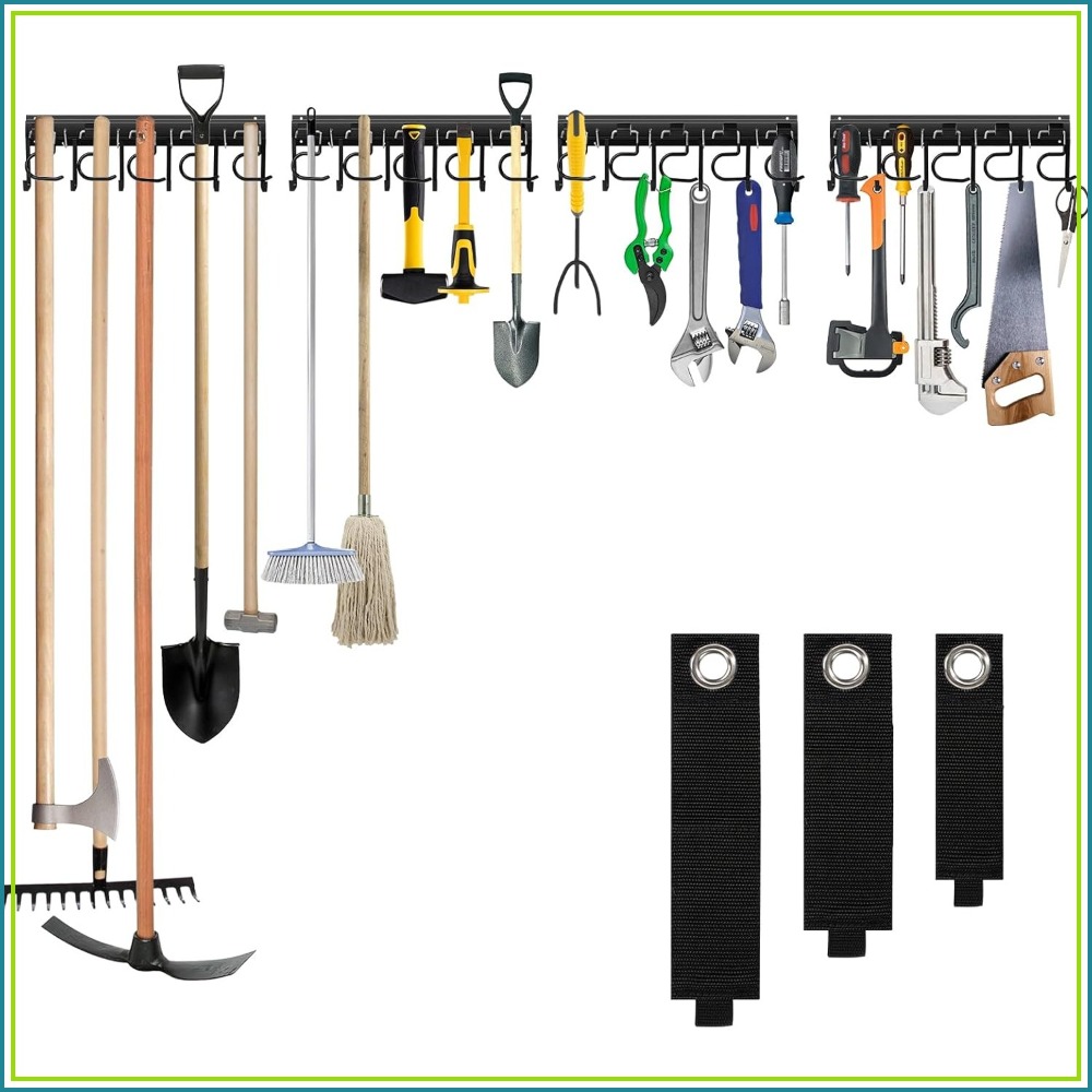 Gardening Tools Organizer - Metal Garage Tool Organizer Wall Mount,