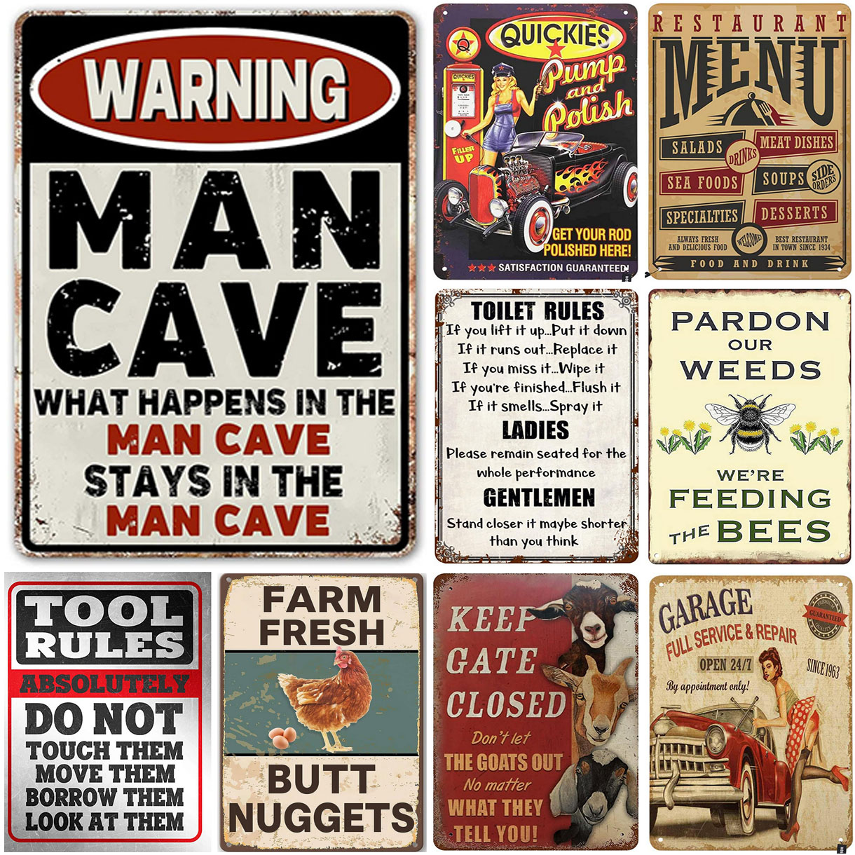 Vintage Man Cave Metal Tin Sig - огляд і ціна Gardening Tools B&Q