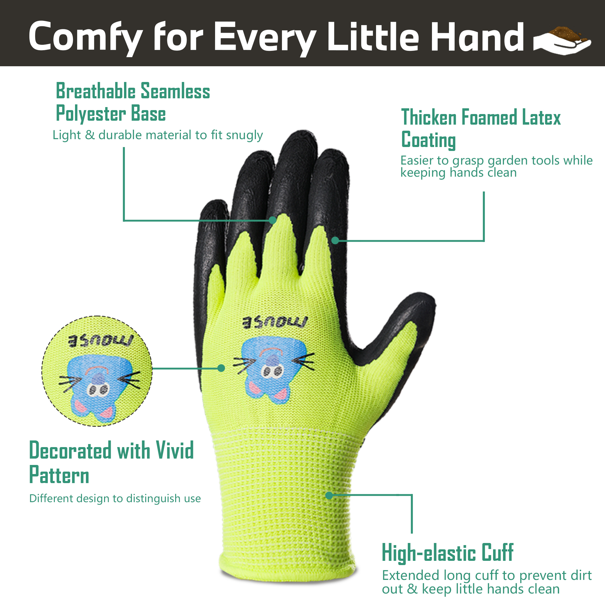 3 Pairs Kids Gardening Gloves, - огляд і ціна Gardening Tools 5 Year Old